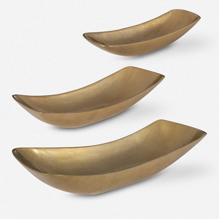 Uttermost Anas Textured Antique Brass  Set of 3 Bowls - Image 2