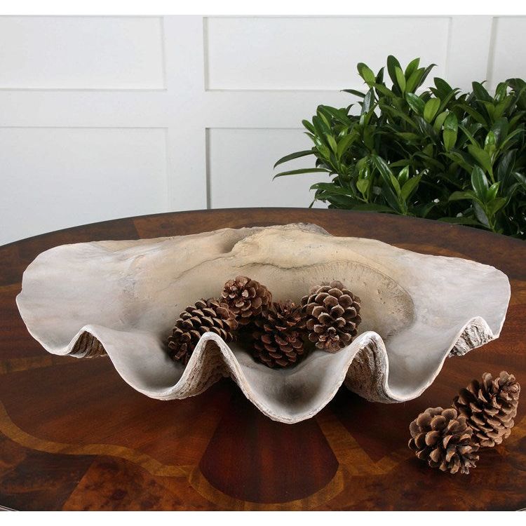 Uttermost Clamshell Antique White Decorative Bowl - Image 3