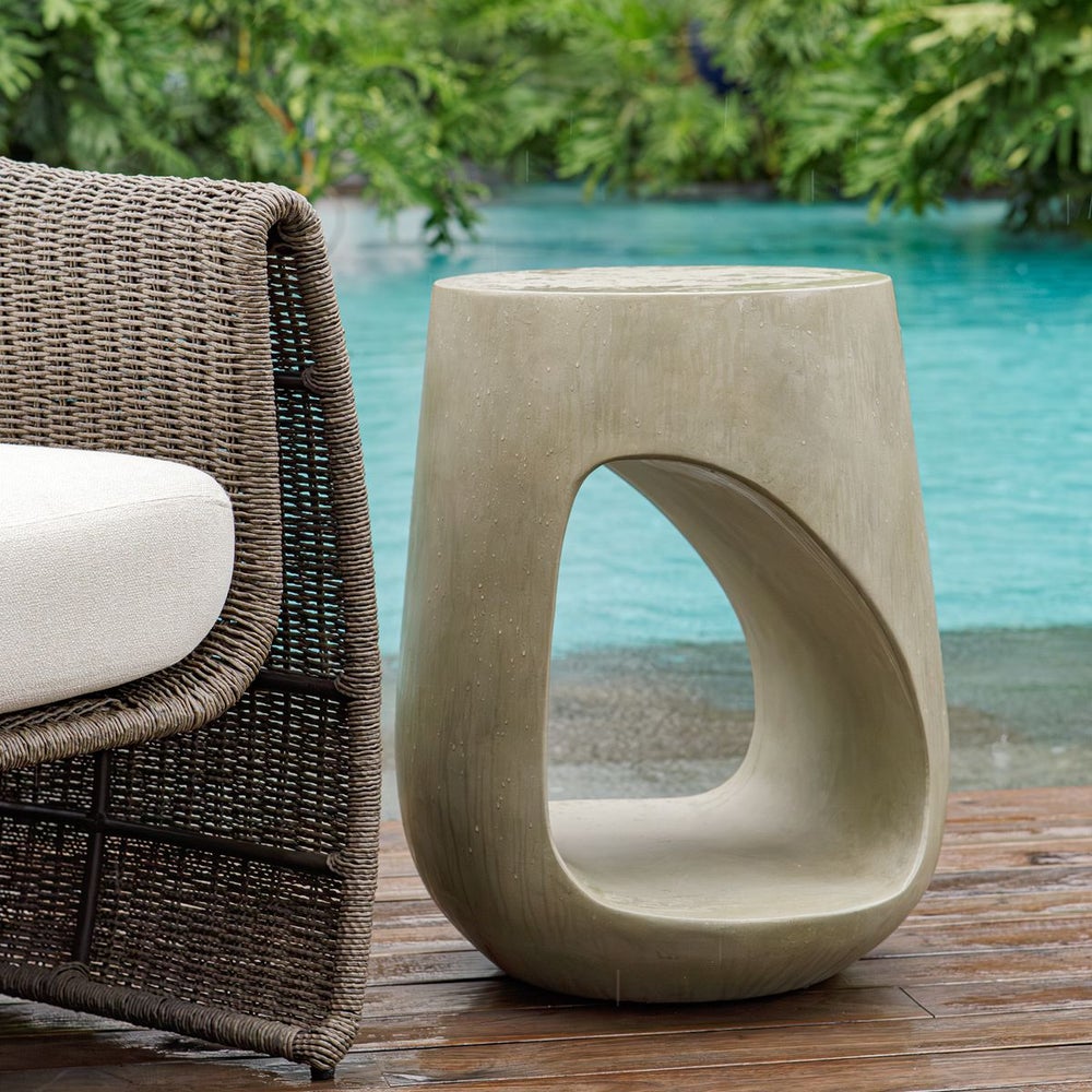 Uttermost Lithos Warm Gray Glass Comcrete Accent Table ~ Indoor And Outdoor Use - Image 1