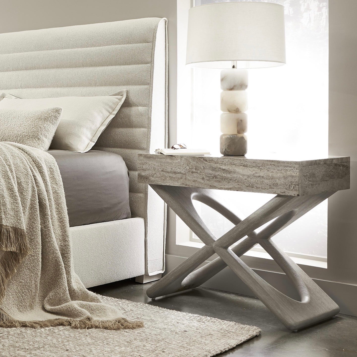 Bernhardt Sereno Collection Single Drawer Nightstand ~ Grigio Finish