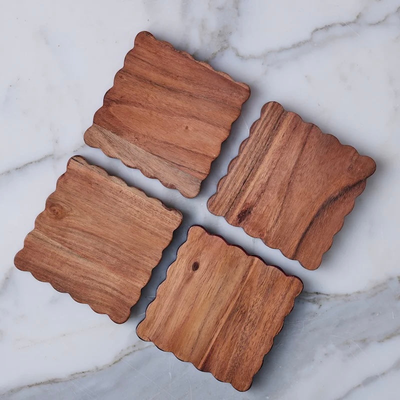 etúHOME Natural Scalloped Coasters ~ Set Of 4 - Image 2