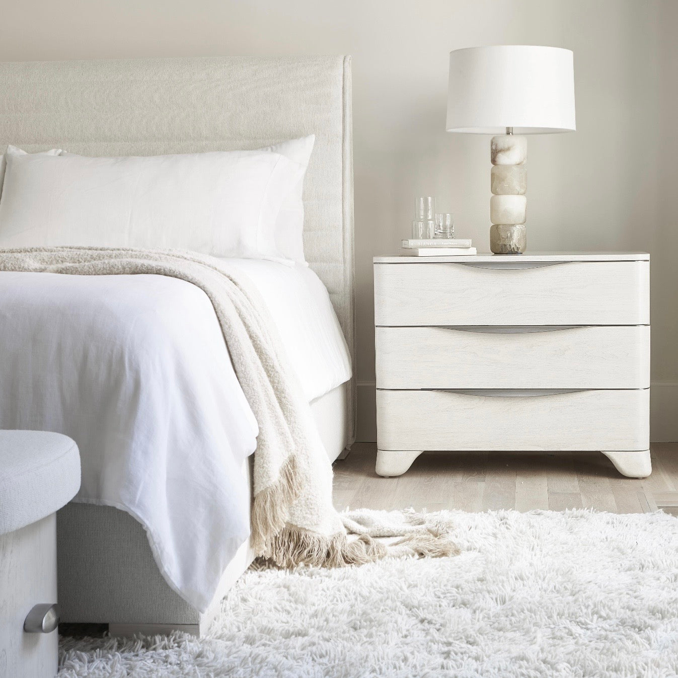 Bernhardt Sereno Collection Three Drawer 36 Inch Nightstand ~ Lutra Finish