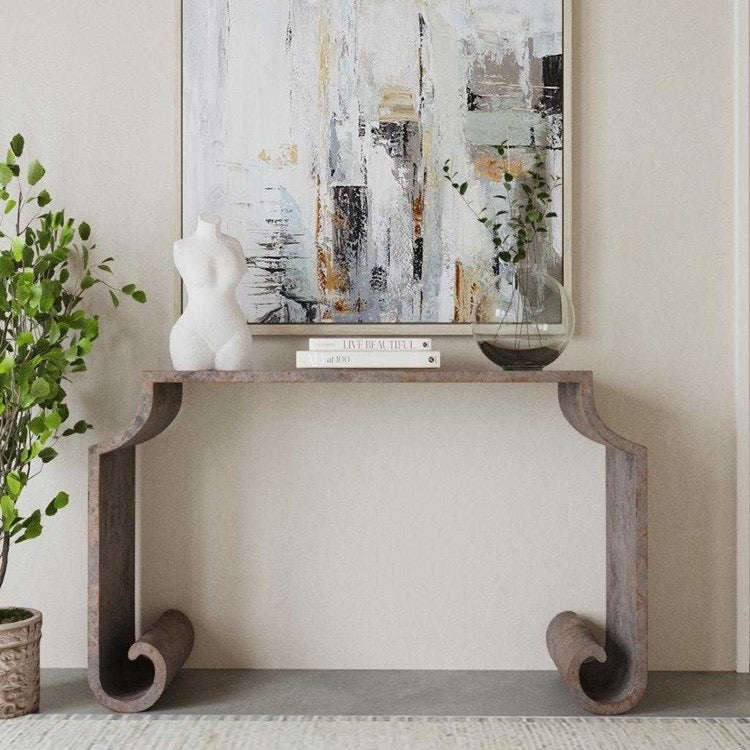 Uttermost Agathon Aged Stone Gray Zinc Modern Console Table - Image 1