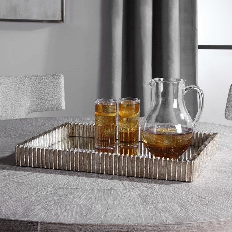 Uttermost Talmage Silver Leaf Mirrored Contemporary Tray - Image 1