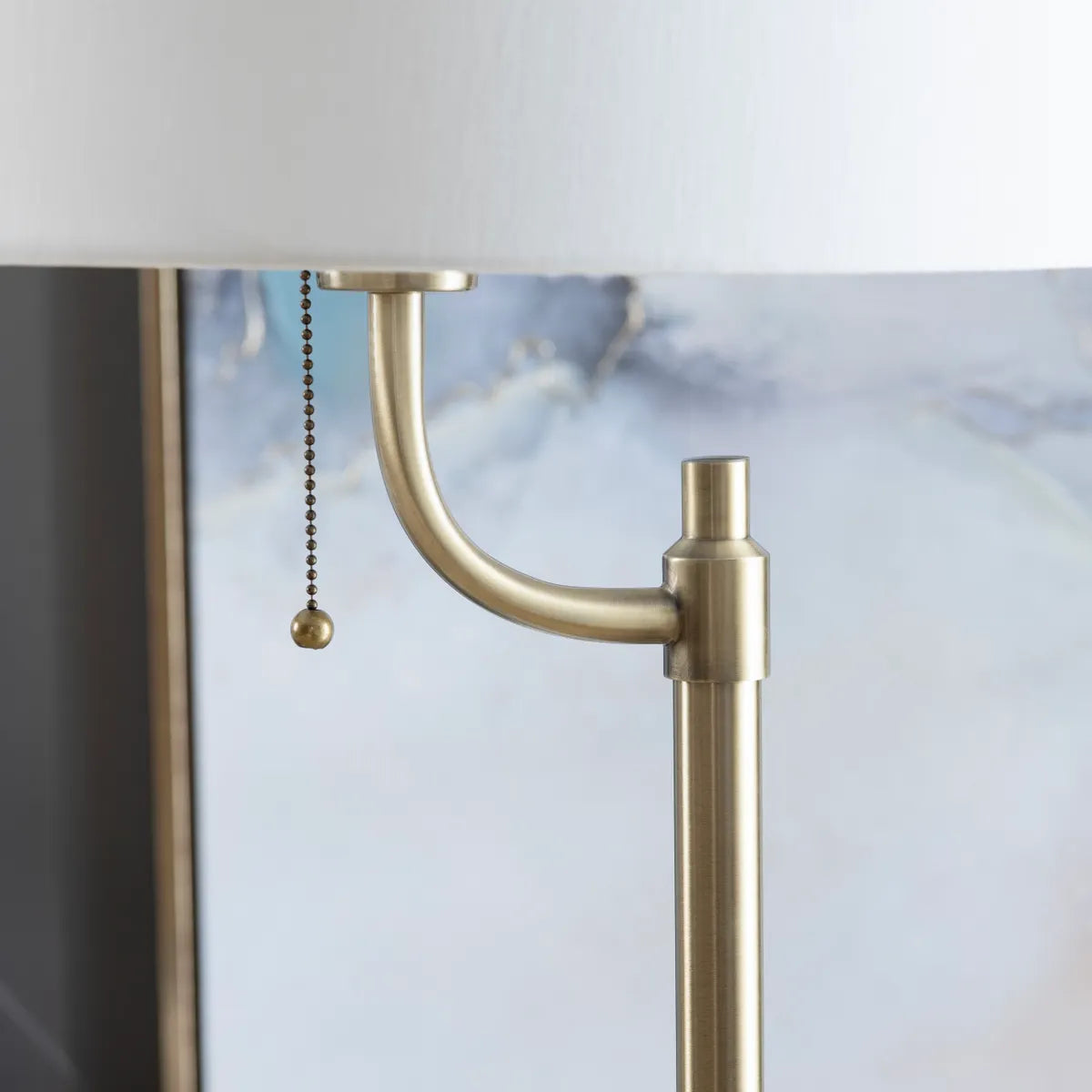 Crestview Collection Nash Gold Metal Floor Lamp With White Linen Shade - Image 2