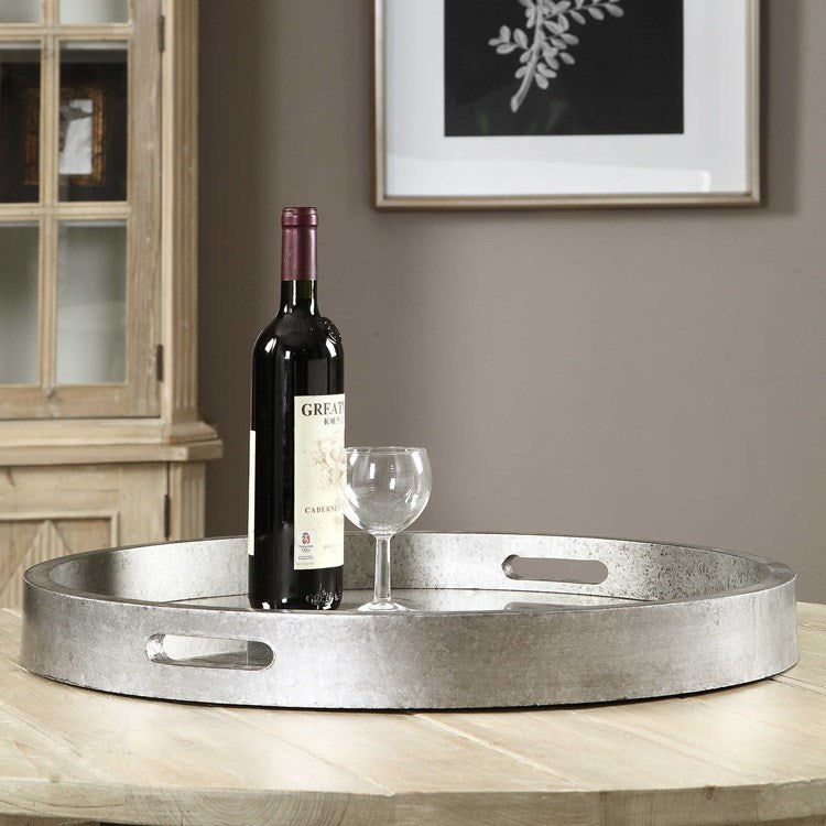 Uttermost Bechet Antiqued Silver and Mirrored Tray - Image 3