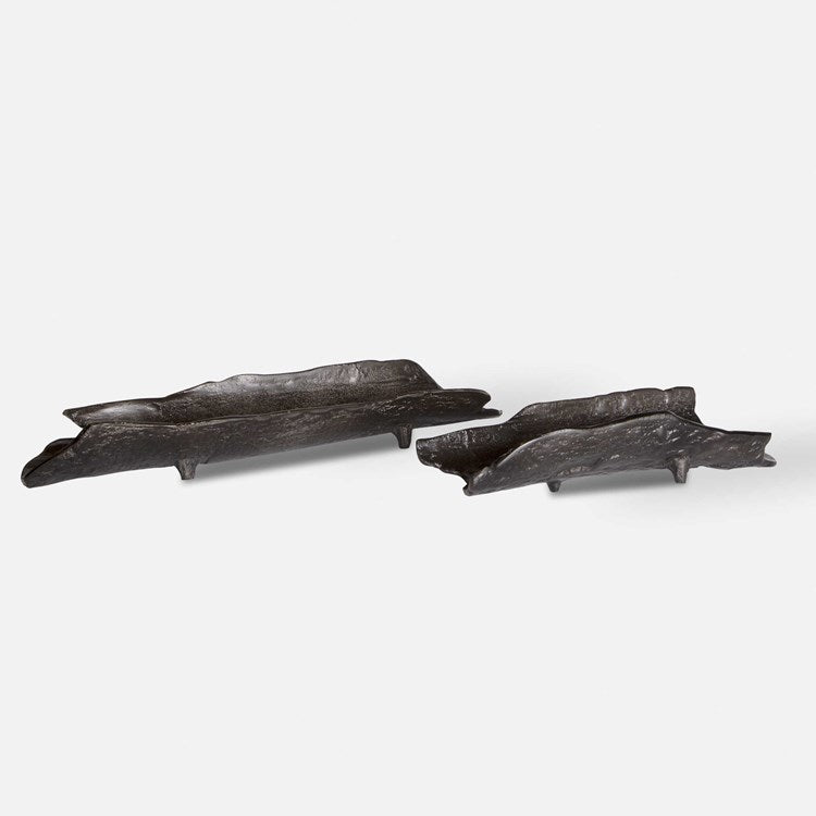 Uttermost Caryn Dark Black Nickel Organically Shaped Set of 2 Trays - Image 2