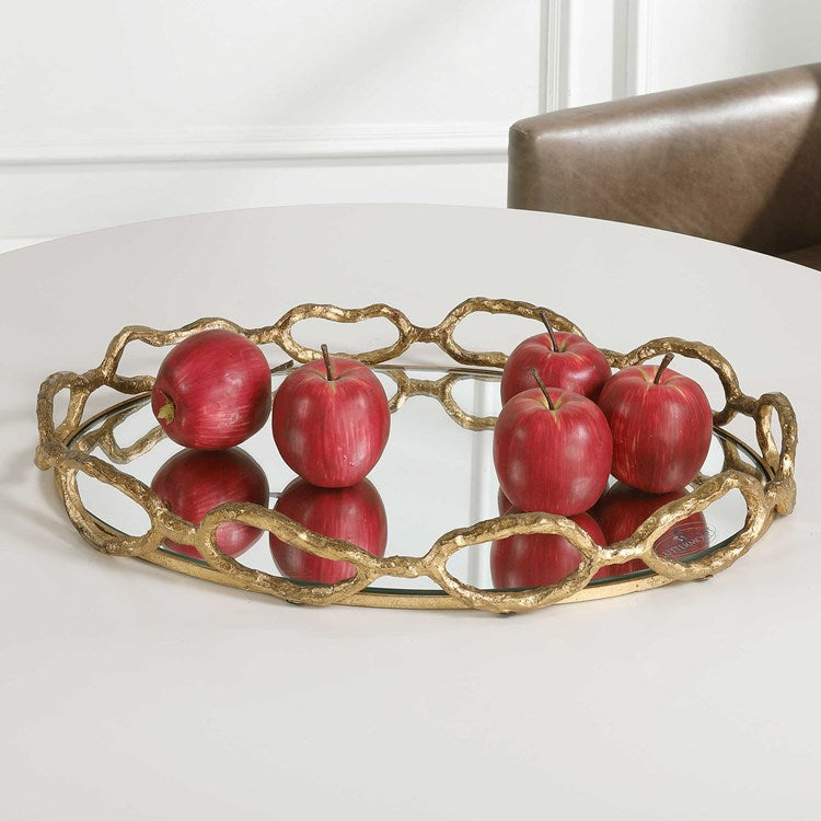 Uttermost Cable Chain Gold Leaf Iron and Mirrored Tray - Image 3