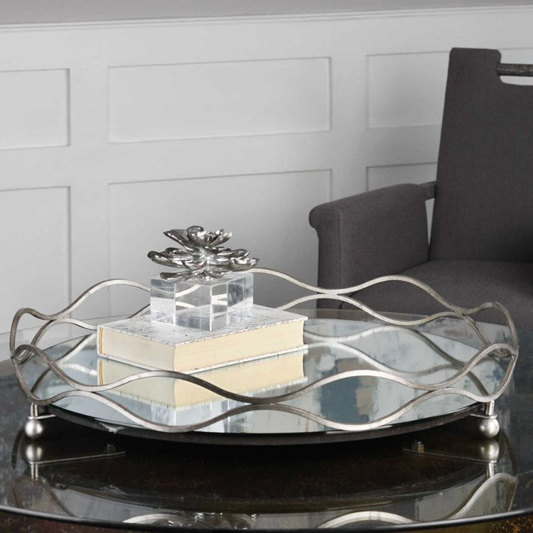 Uttermost Rachele Silver Leaf Mirrored Tray - Image 2