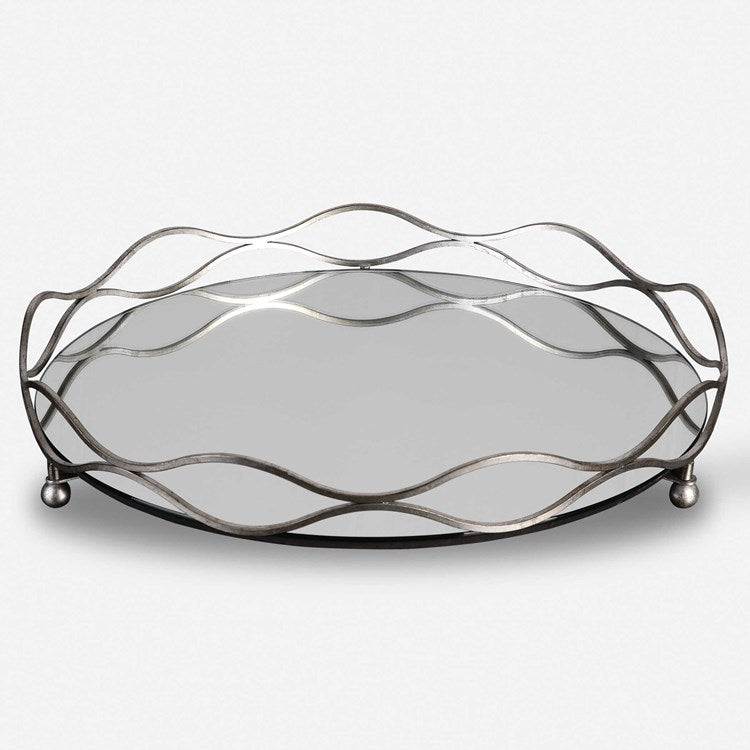 Uttermost Rachele Silver Leaf Mirrored Tray - Image 1