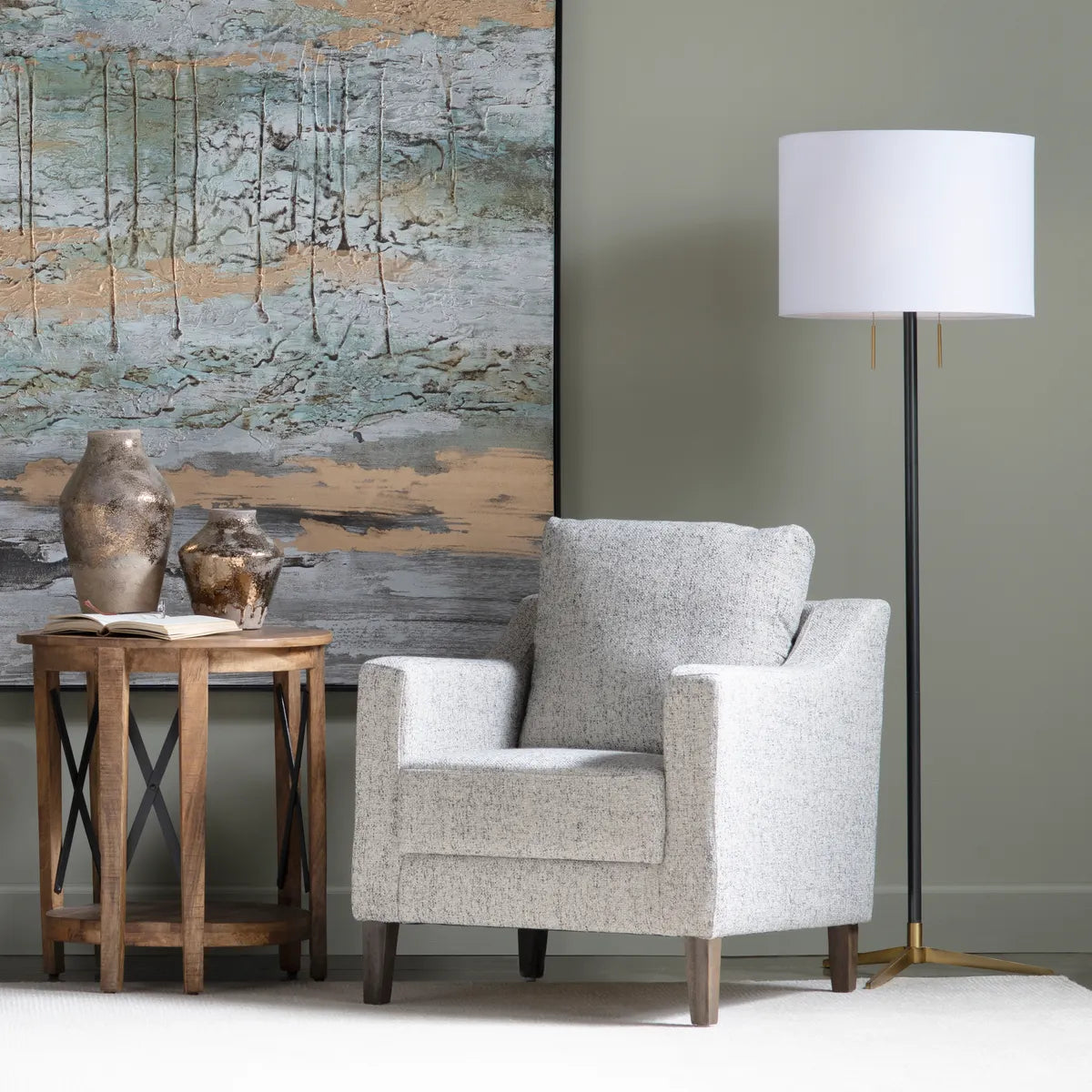 Crestview Collection Veda Blackened Bronze And Brass Floor Lamp - Image 1