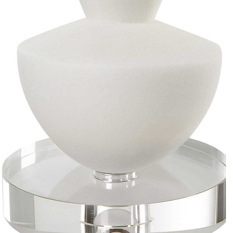 Uttermost Lido Sculptural Ivory Stone and Crystal Set of 2 Candle Holders ~ Candles Included - Image 3