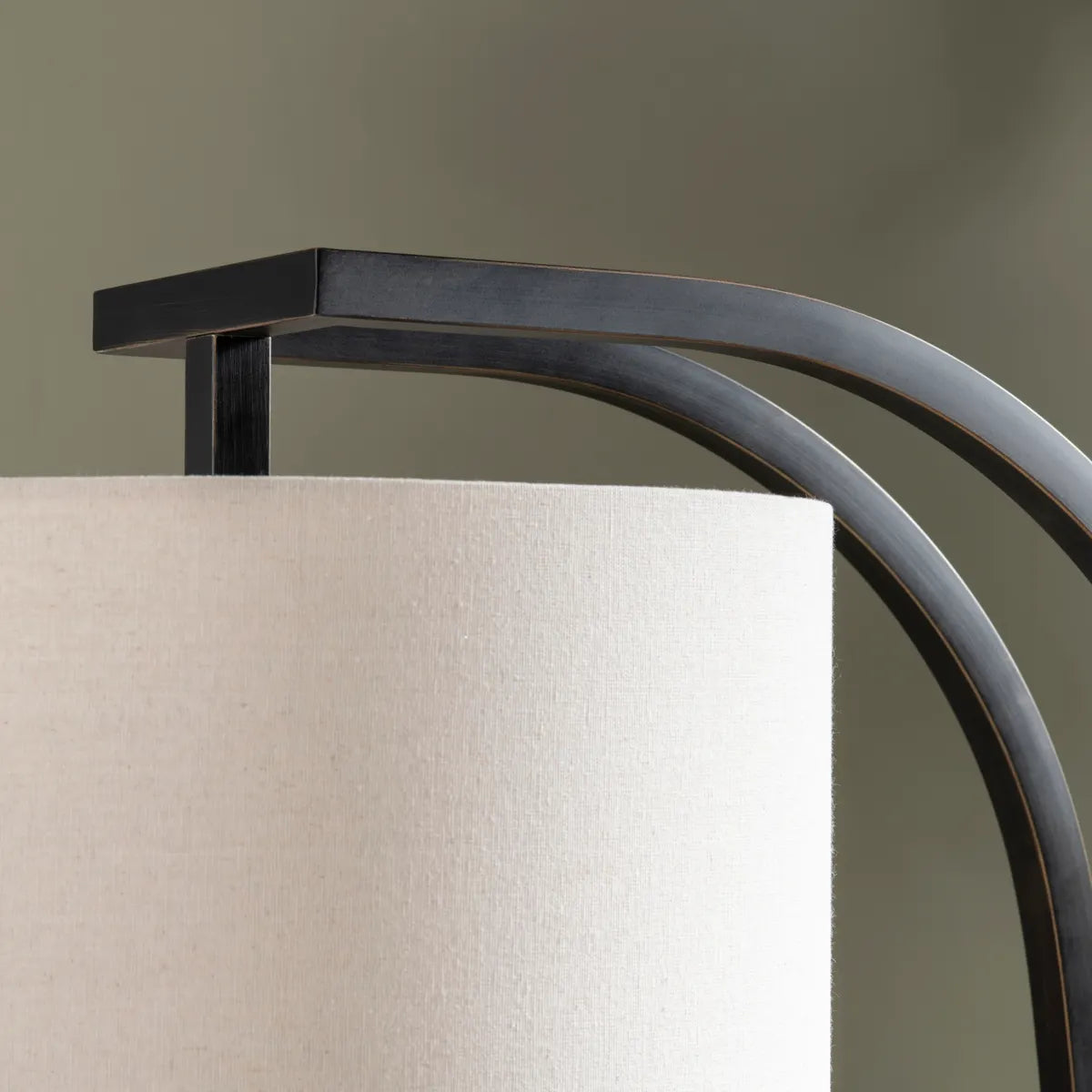 Crestview Collection Circa Bronze Metal Curved Floor Lamp With Natural Linen Shade - Image 2