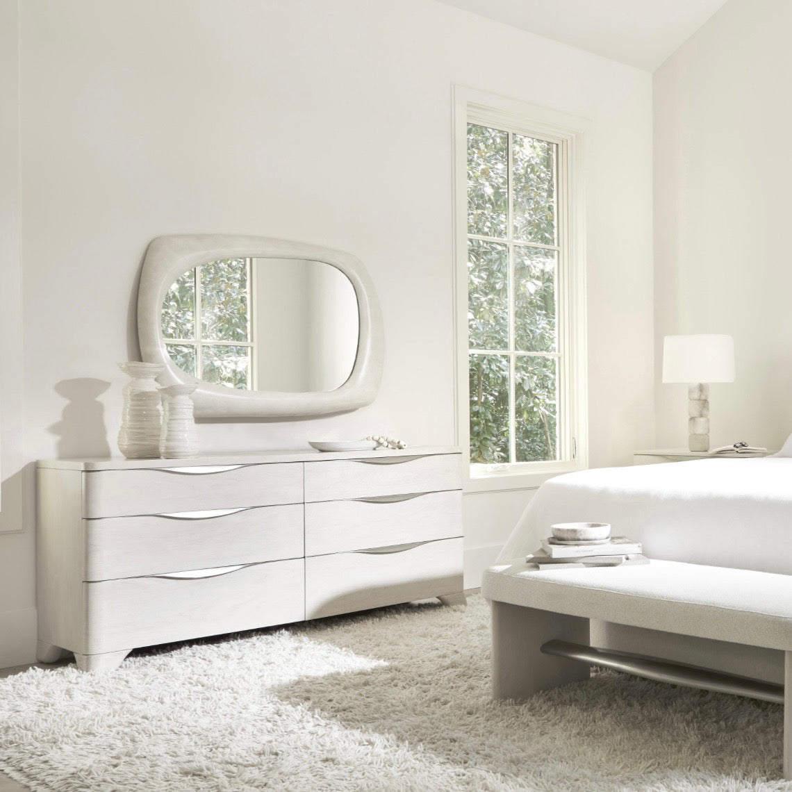 Bernhardt Sereno Collection Mirror ~ Lutra Faux Stone Finish - Image 2