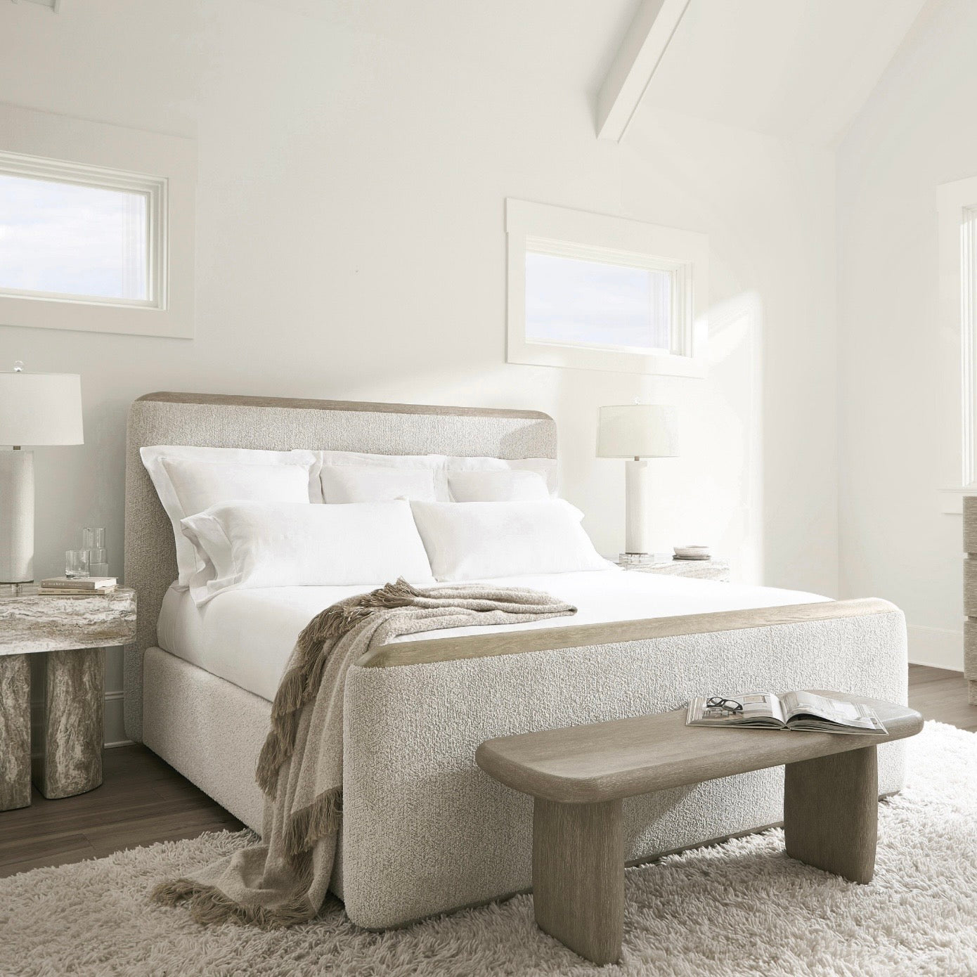Bernhardt Arcadia Collection Upholstered Panel Bed ~ Available in Queen, King and California King Sizes