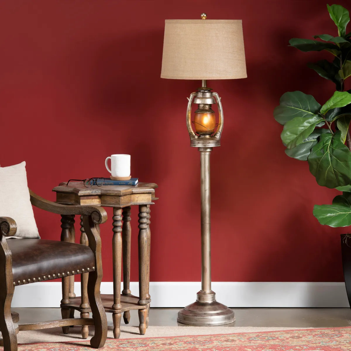 Crestview Collection Oil Lantern Dark Gray Finish Floor Lamp - Image 1