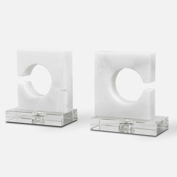 Uttermost Clarin White and Gray Marble Contemporary Bookends - Image 1