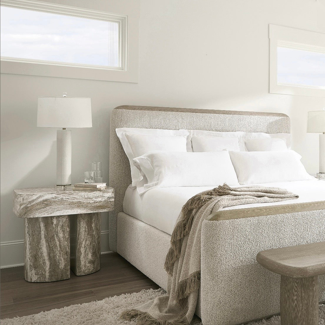 Bernhardt Arcadia Collection Single Drawer Nightstand ~ Faux Stone Kalta Finish - Image 2