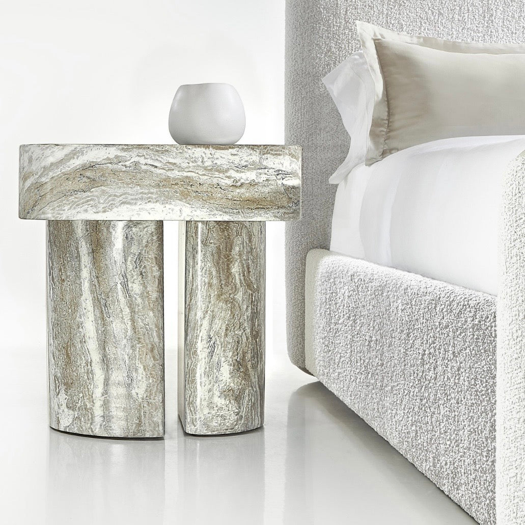 Bernhardt Arcadia Collection Single Drawer Nightstand ~ Faux Stone Kalta Finish - Image 3