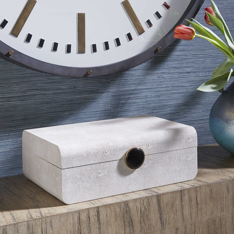 Uttermost Lalique White Faux Shagreen Decorative Box - Image 1