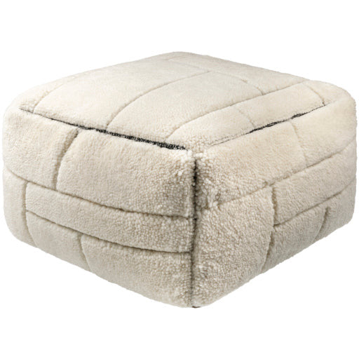 Surya Jakob Modern Hand Knotted Shag Pouf Ottoman JOPF-001 - Image 1