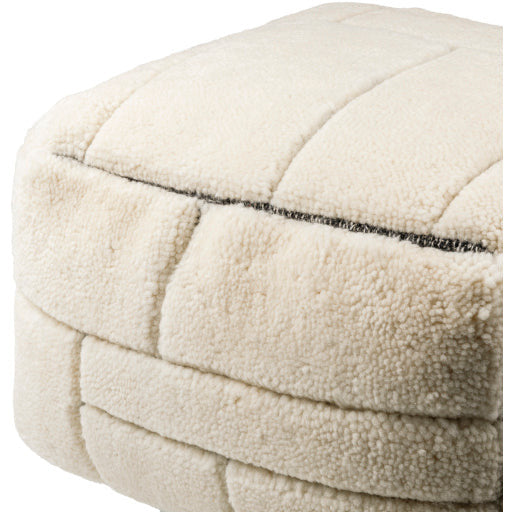 Surya Jakob Modern Hand Knotted Shag Pouf Ottoman JOPF-001 - Image 3