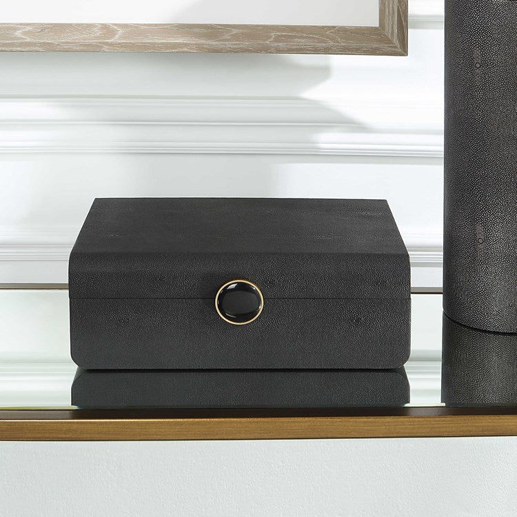 Uttermost Lalique Black Faux Shagreen Decorative Box - Image 3