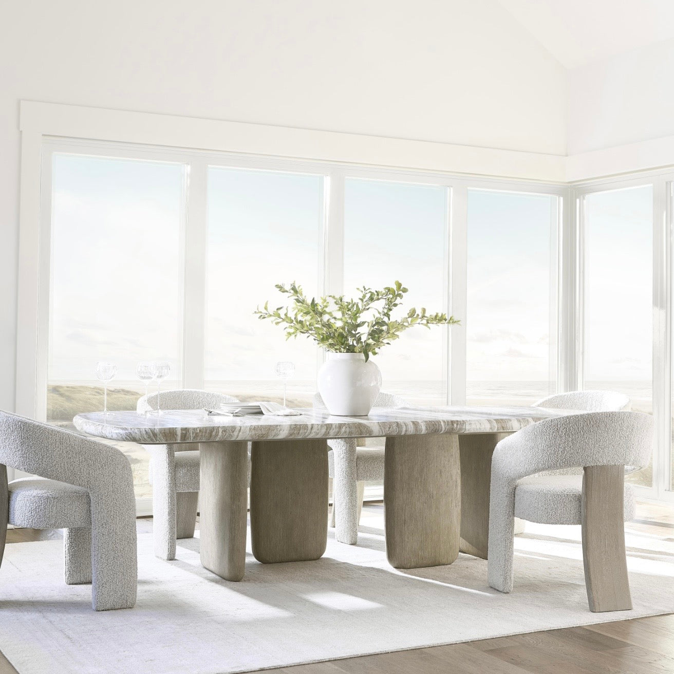 Bernhardt Arcadia Collection Rectangular Dining Table ~ Kalta Faux Stone Finish