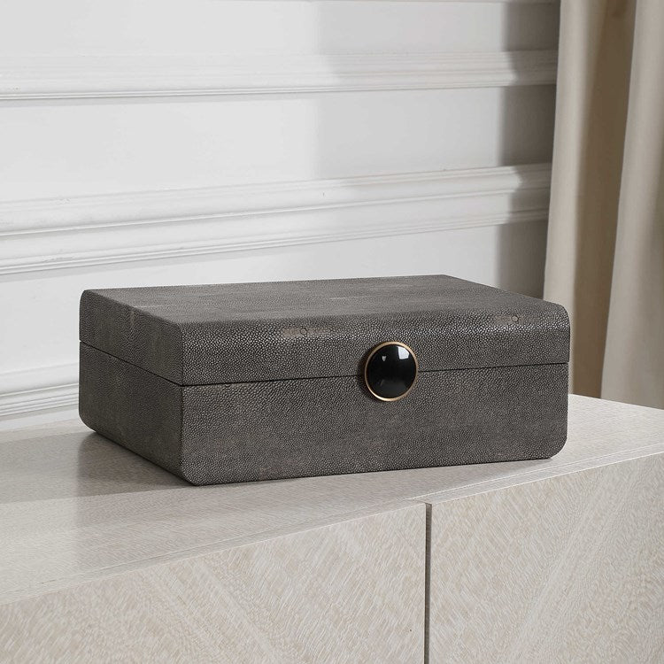 Uttermost Lalique Smoke Gray Faux Shagreen Decorative Box - Image 1