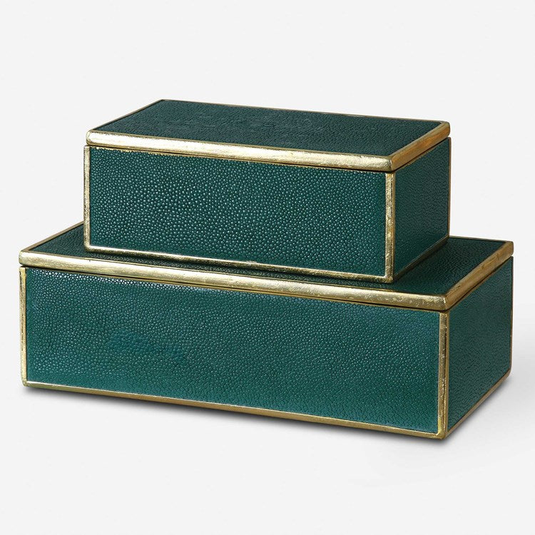 Uttermost Karis Emerald Green Set of 2 Decorative Boxes - Image 2