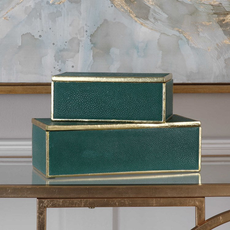 Uttermost Karis Emerald Green Set of 2 Decorative Boxes - Image 3