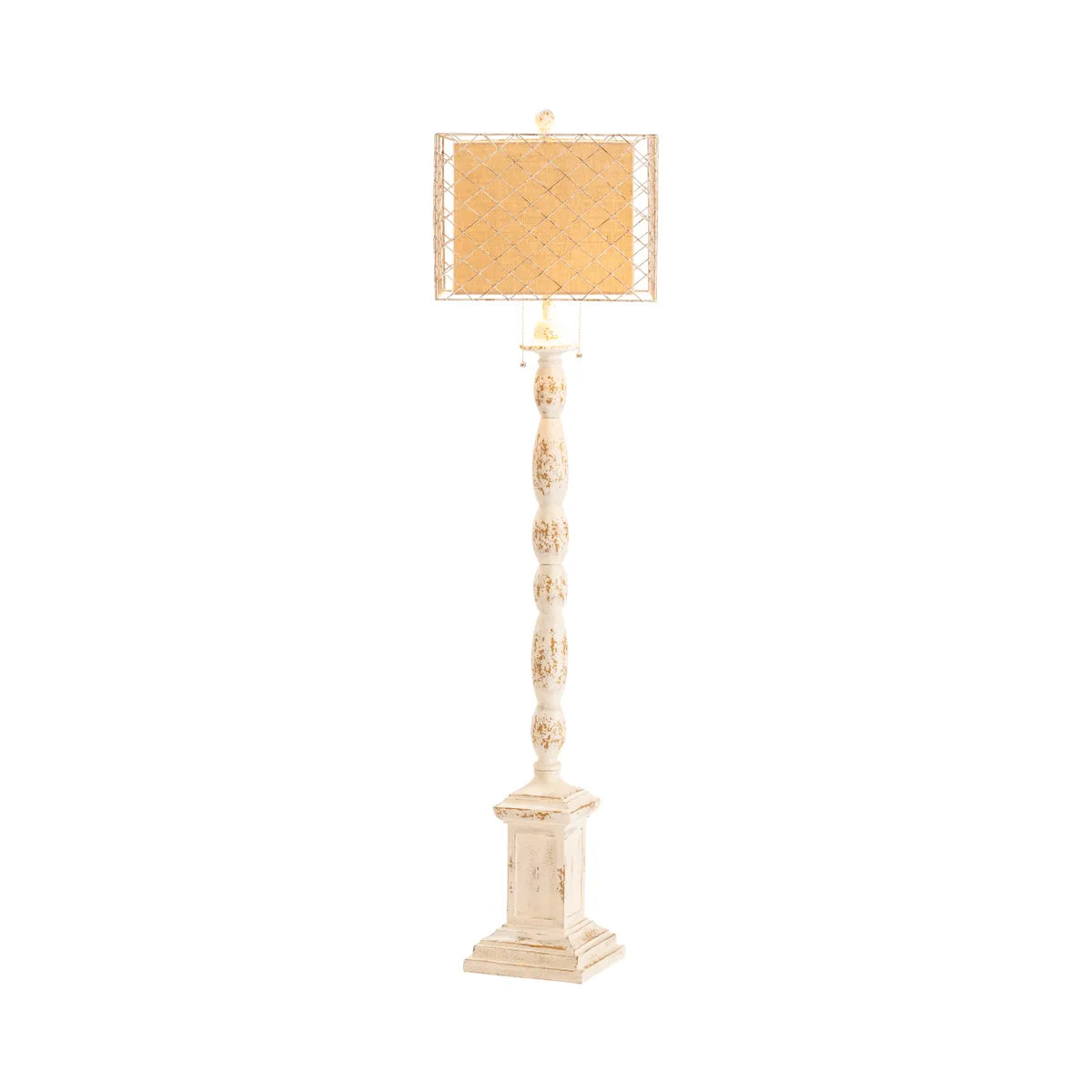 Crestview Collection Holcomb Oatmeal Distressed Finish Floor Lamp - Image 1