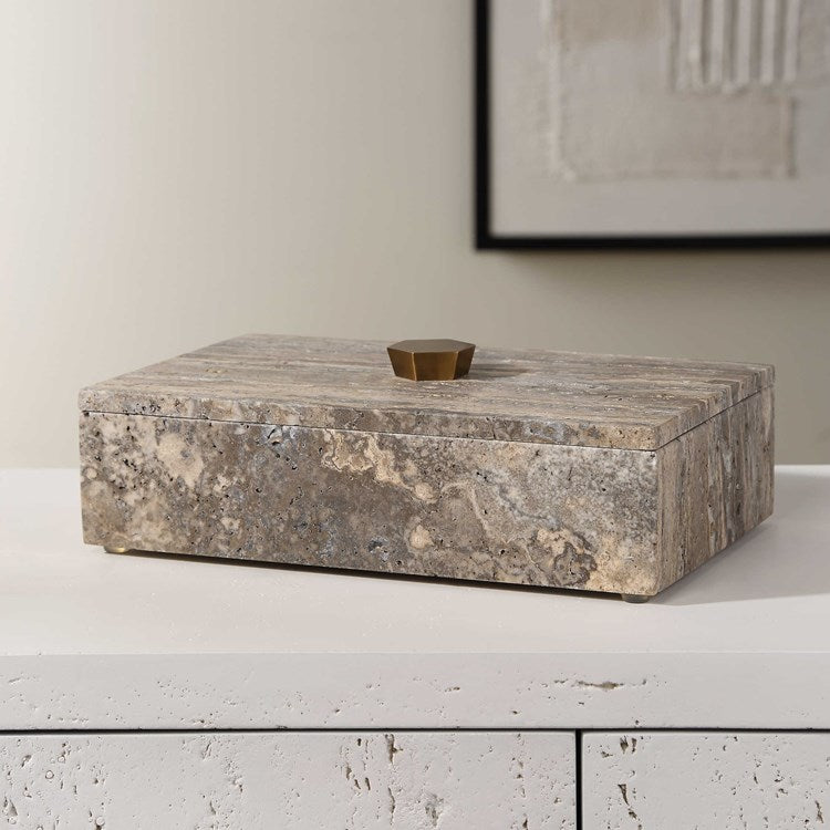 Uttermost Griseus Gray Travertine Decorative Box - Image 3