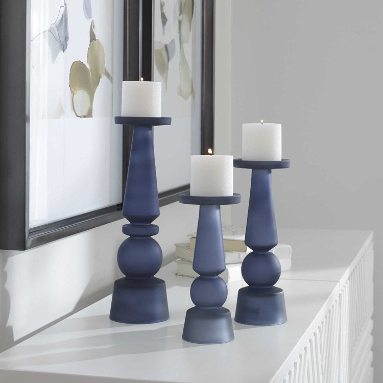 Uttermost Cassiopeia Midnight Blue Set of 3 Candle Holders ~ Candles Included - Image 1