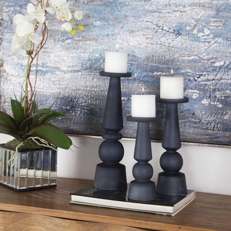 Uttermost Cassiopeia Midnight Blue Set of 3 Candle Holders ~ Candles Included - Image 3