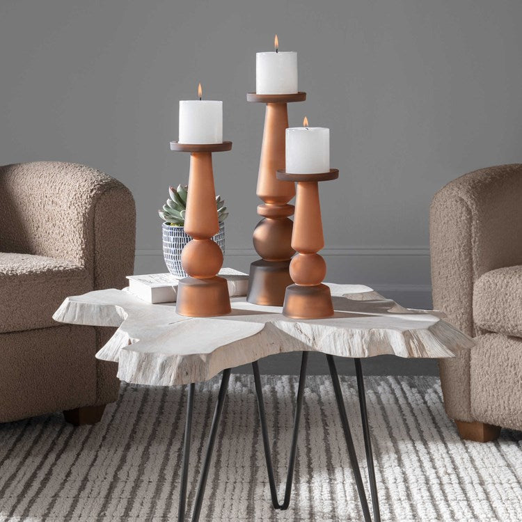 Uttermost Cassiopeia Butter Rum Glass Set of 3 Candle Holders ~ Candles Included - Image 1