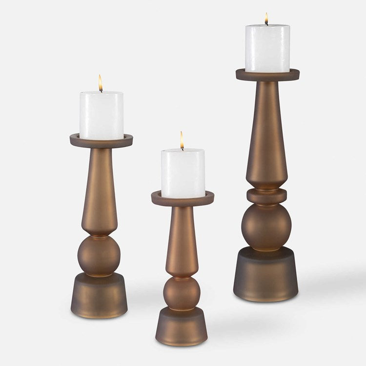 Uttermost Cassiopeia Butter Rum Glass Set of 3 Candle Holders ~ Candles Included - Image 2