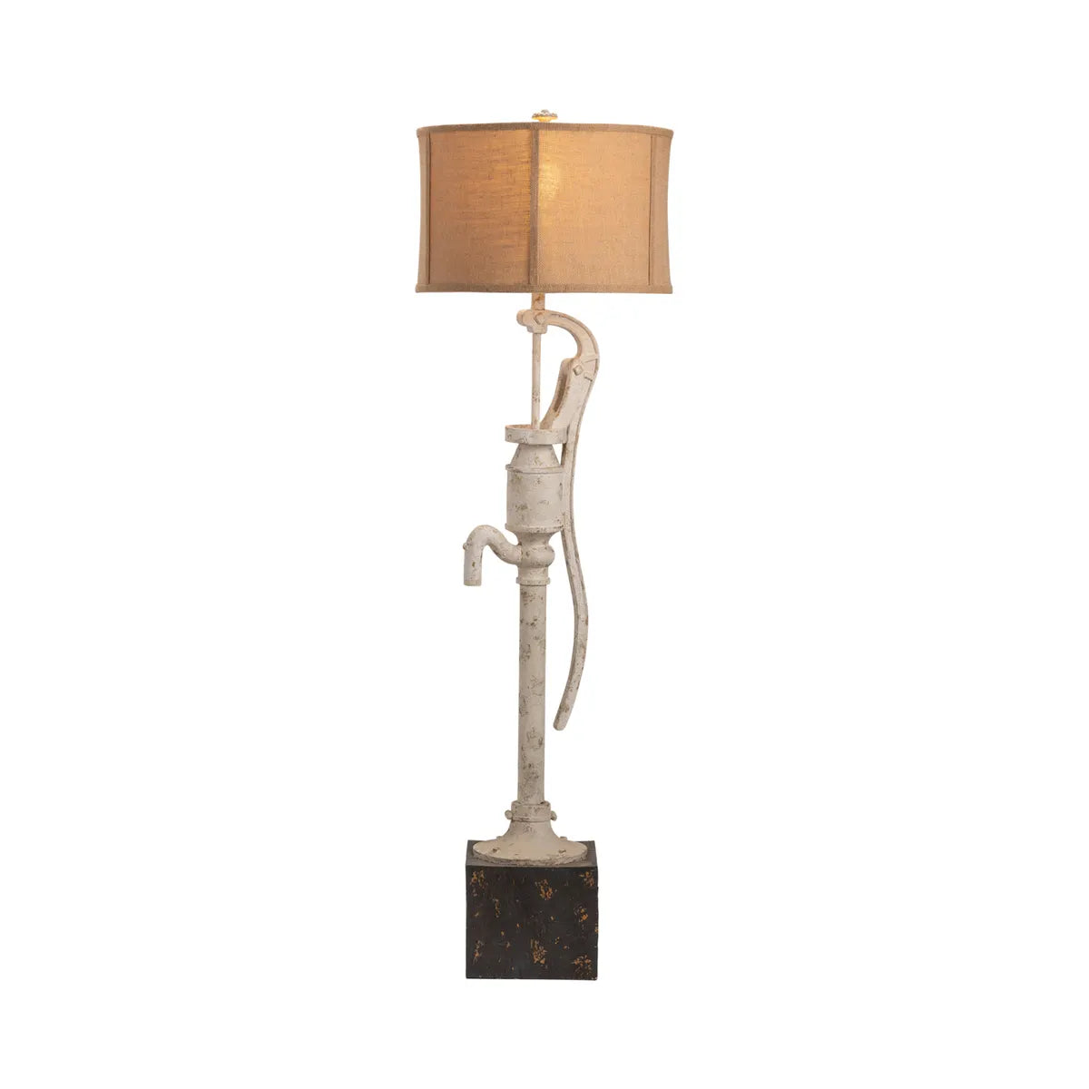 Crestview Collection Well Pump Aged White Finish Floor Lamp - Image 1