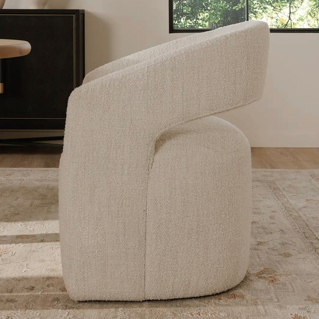 Moe's Home Collection Barrow White Mist Performance Boucle Rolling Dining Chair - Image 2