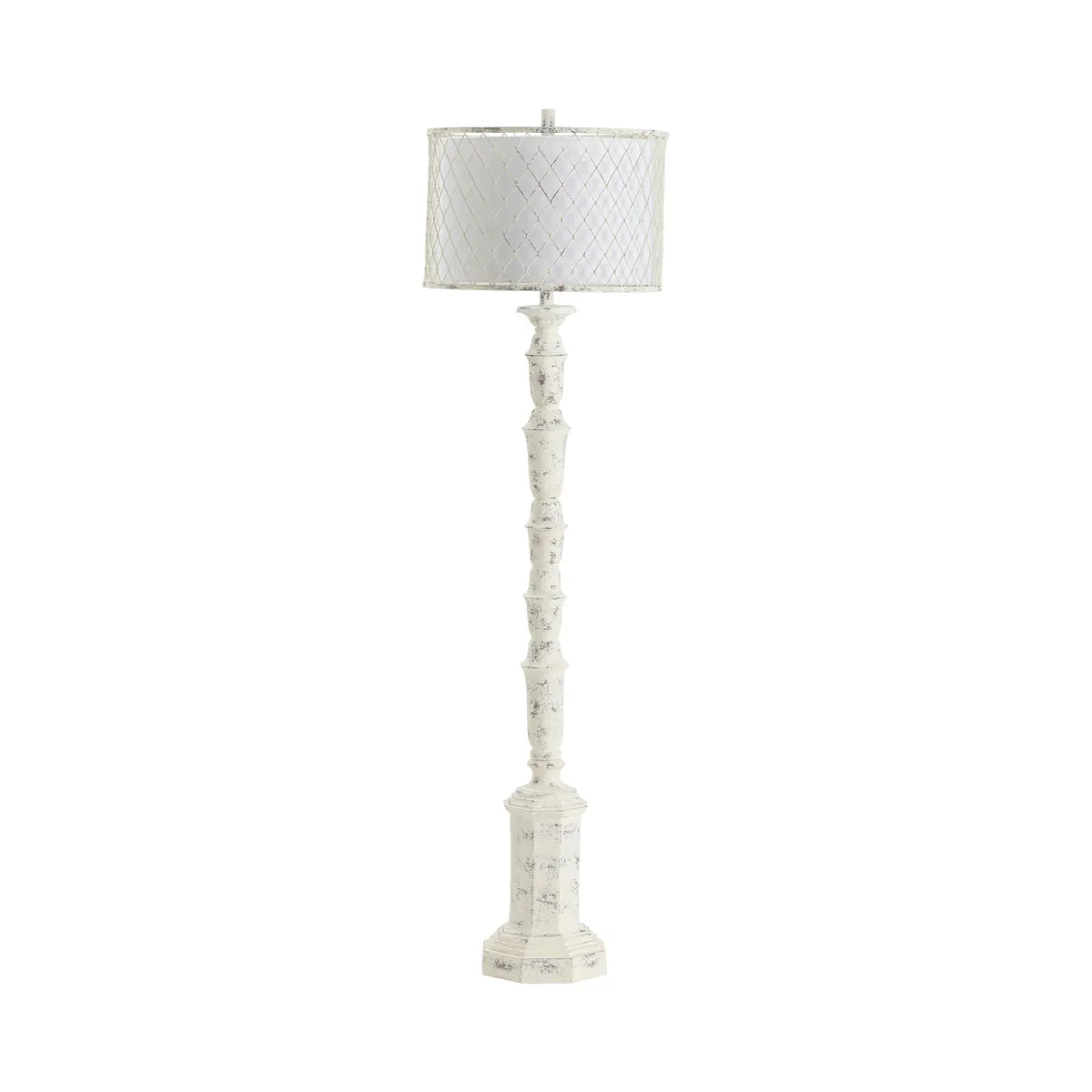 Crestview Collection Para Distressed White Floor Lamp - Image 1