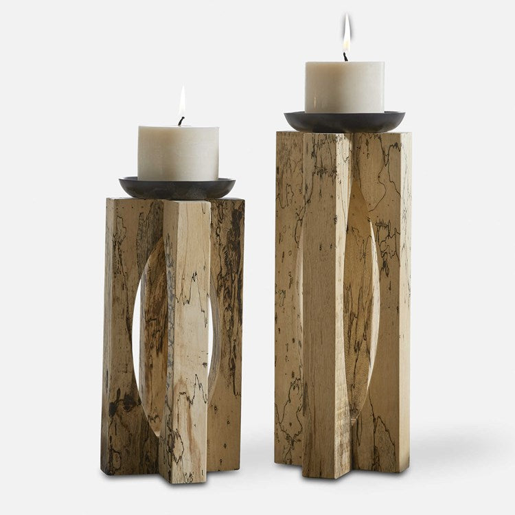 Uttermost Ilva Natural Tamarind Wood Set of 2 Candle Holders ~ Candles Included - Image 2