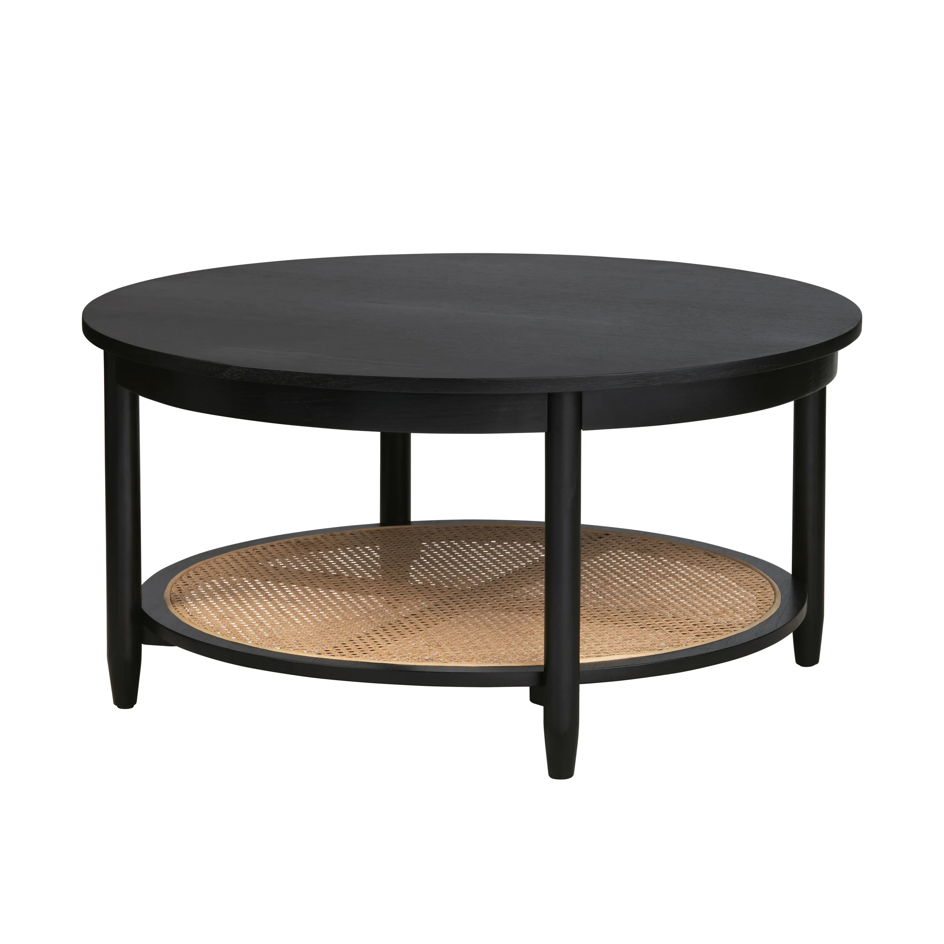 Crestview Collection Port Royal Black Wood and Rattan Coffee Table - Image 2