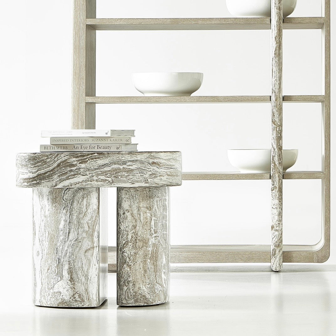 Bernhardt Arcadia Collection Side Table ~ Kalta Faux Stone Finish
