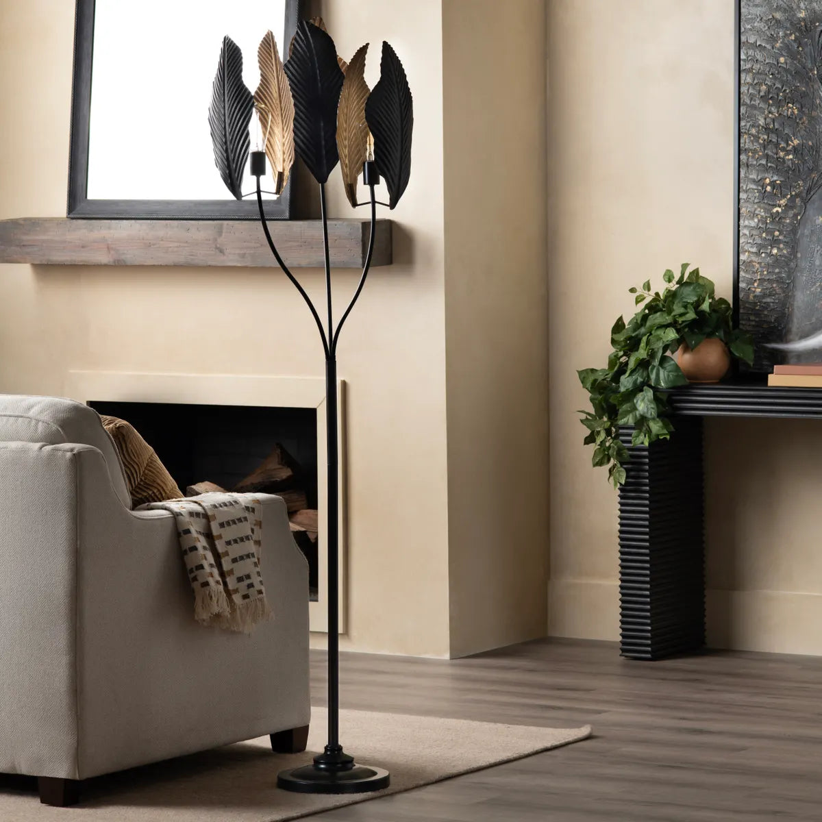 Crestview Collection Wynter Black And Gold Finished Floor Lamp - Image 1