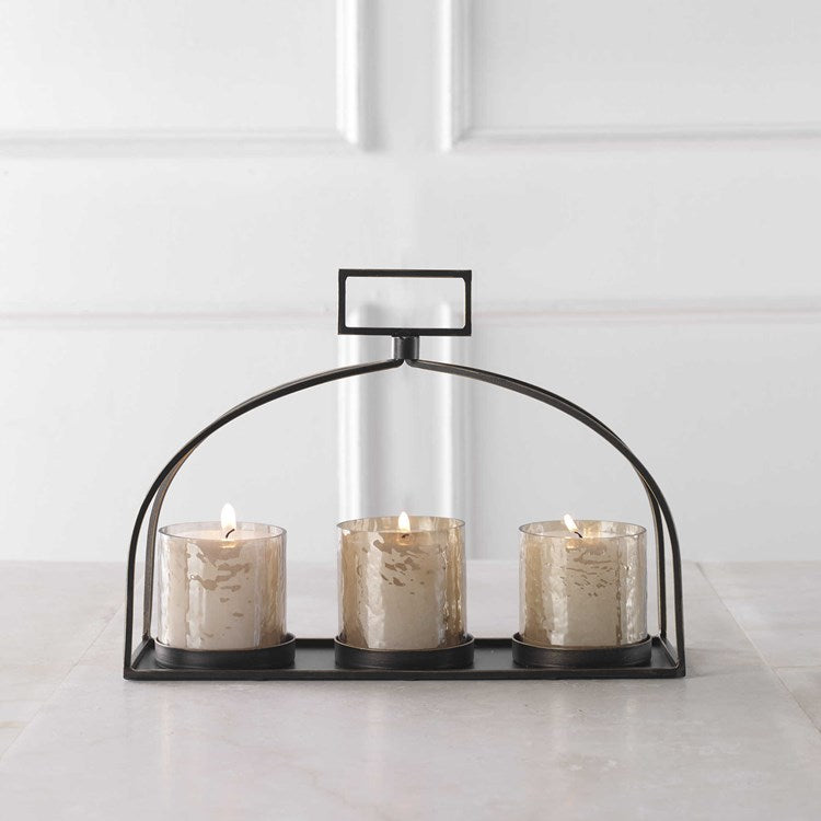 Uttermost Riad Dark Bronze Triple Candleholder ~ Candles Included - Image 1