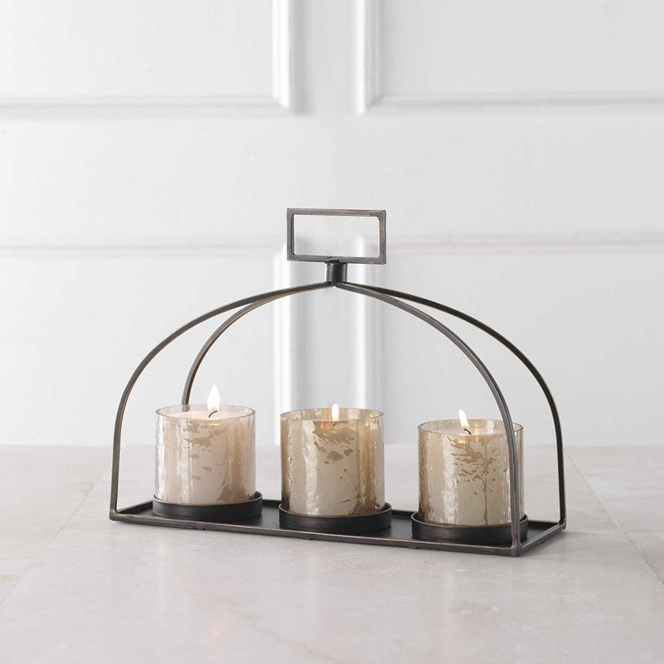 Uttermost Riad Dark Bronze Triple Candleholder ~ Candles Included - Image 3
