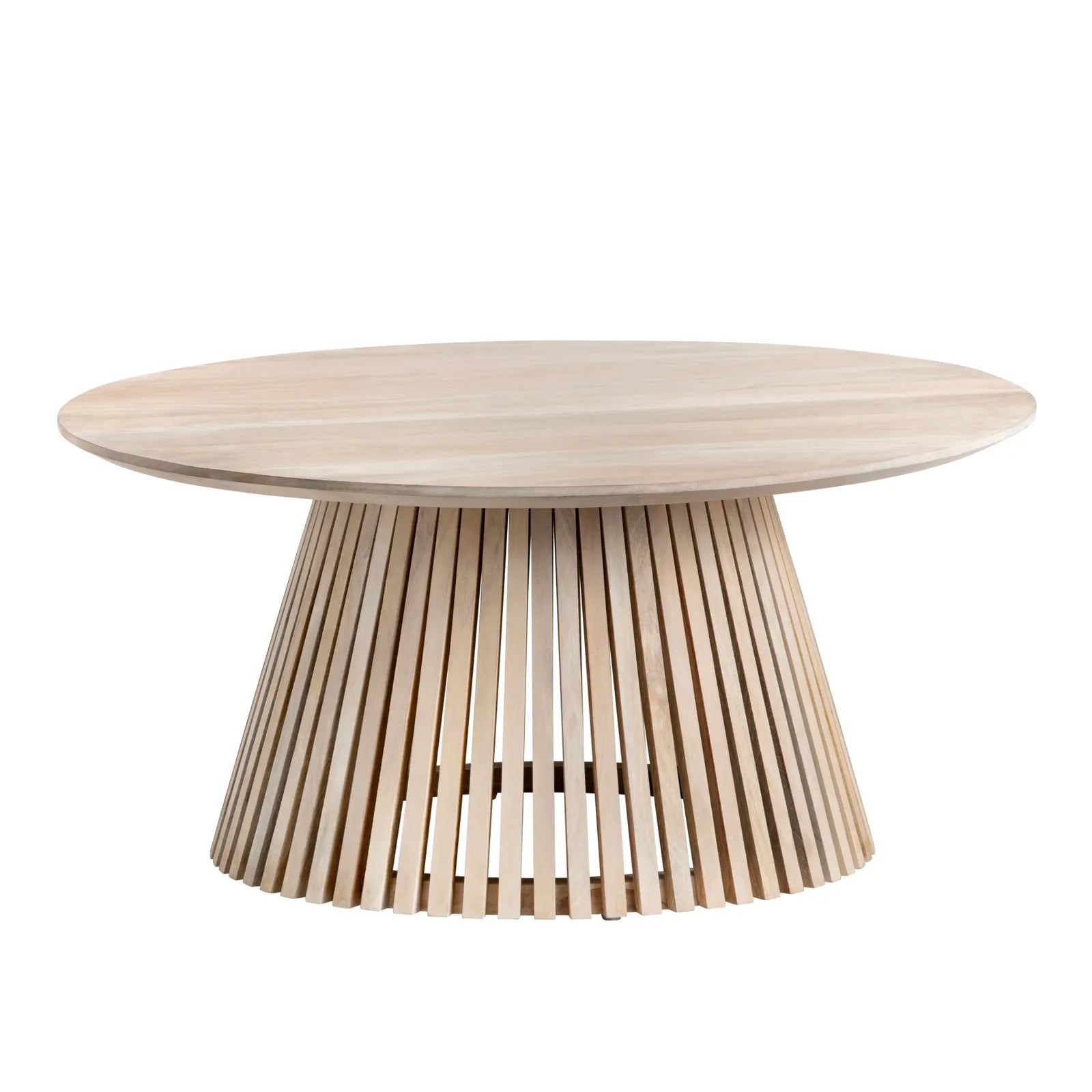 Crestview Collection San Bernadino Slated Wood Round Coffee Table - Image 1