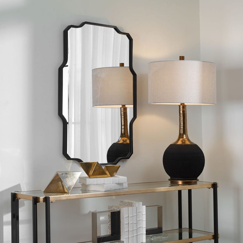 Uttermost Casmus Matte Black Contemporary Mirror - Image 1