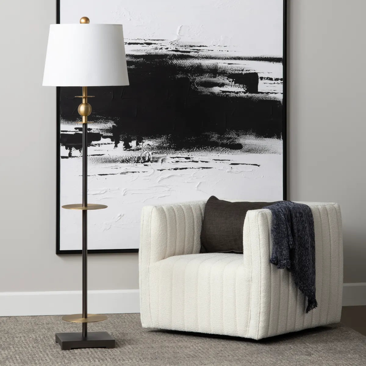 Crestview Collection Chapman Dark Bronze And Vintage Brass Floor Lamp
