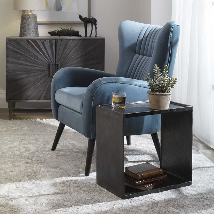 Uttermost Derwent Antique Dark Nickel Modern Side Table - Image 1